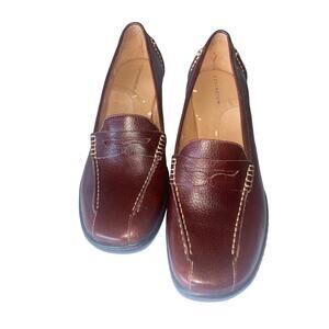 Covington Lara Womens 8.5 Penny Loafers Brown Wedge Heels Bicycle Toe Leather